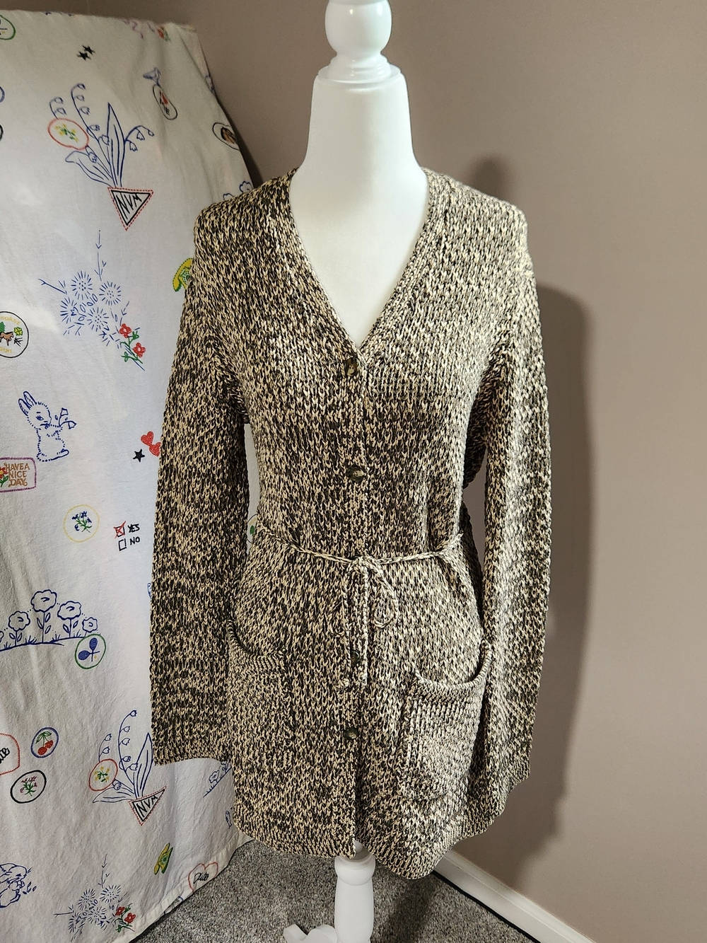 Jones New York Belted V-Neck Cardigan